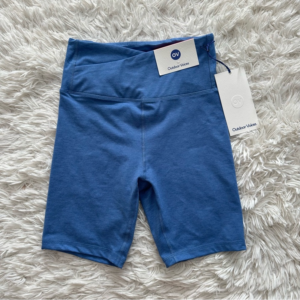 Outdoor Voices CloudKnit Bike Shorts Blue High Rise Athletic Workout XS
